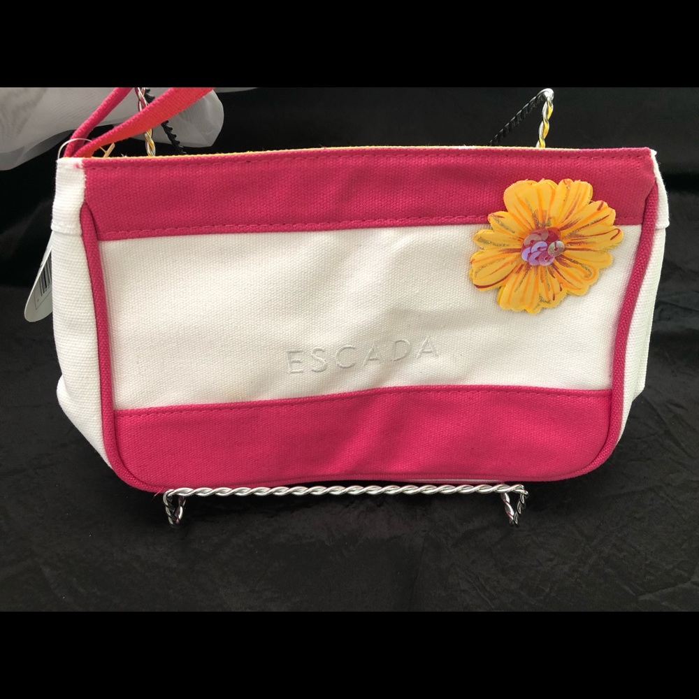 Authentic ESCADA Wristlet/Pouch (Colour Block Pink & White )